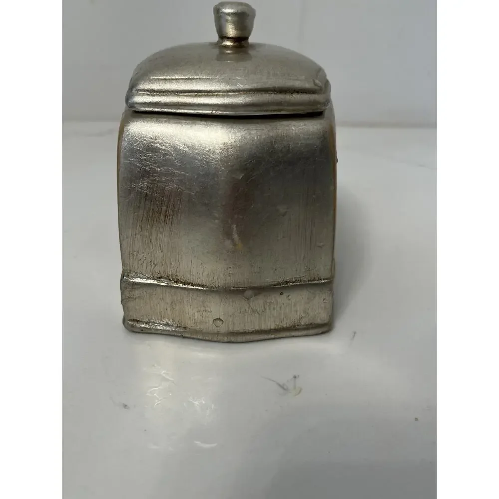 Croscill Home Fashions Covered Jar Box with Lid Painted Gold tone Leaf