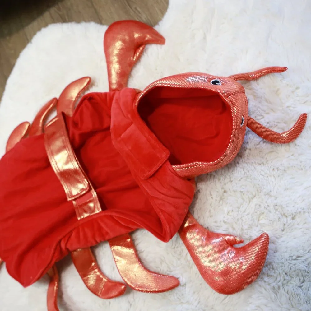 Pet Costume Halloween Metallic Scarlet Lobster Crawdad Crustacean Velcro Dog XL