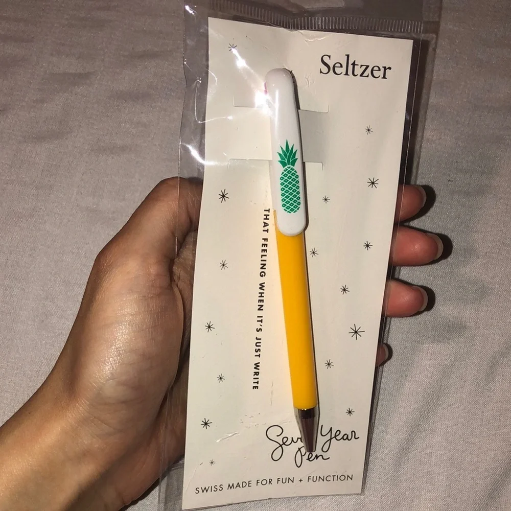 Seltzer Seven Year Pen with Pineapple & Umbrella Design