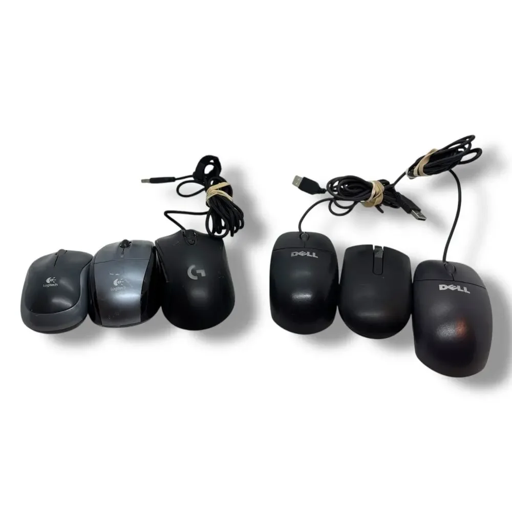 Lot Of 6 Wired/Wireless Mouse Lot (Dell/Logitech)