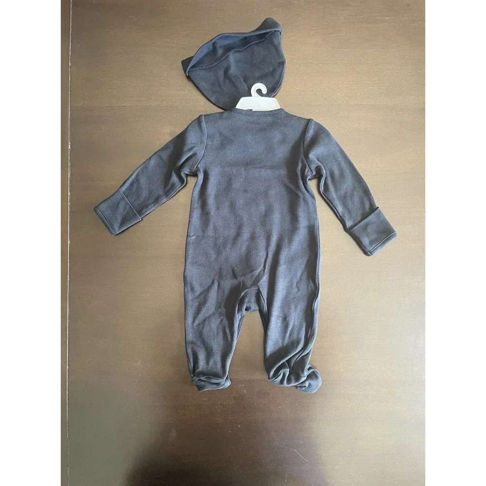 Carter's Baby Unisex Size 3 M Footed Skeleton Pajama Set Black Costume Hat NWt