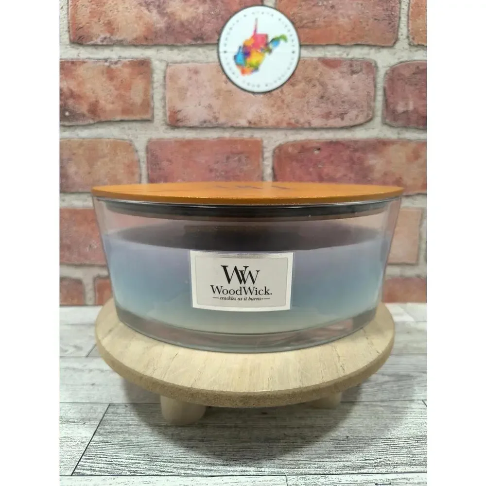 Wood Wick Trilogy Calming Retreat Ellipse Crackling Fire Candle Jar 16oz New