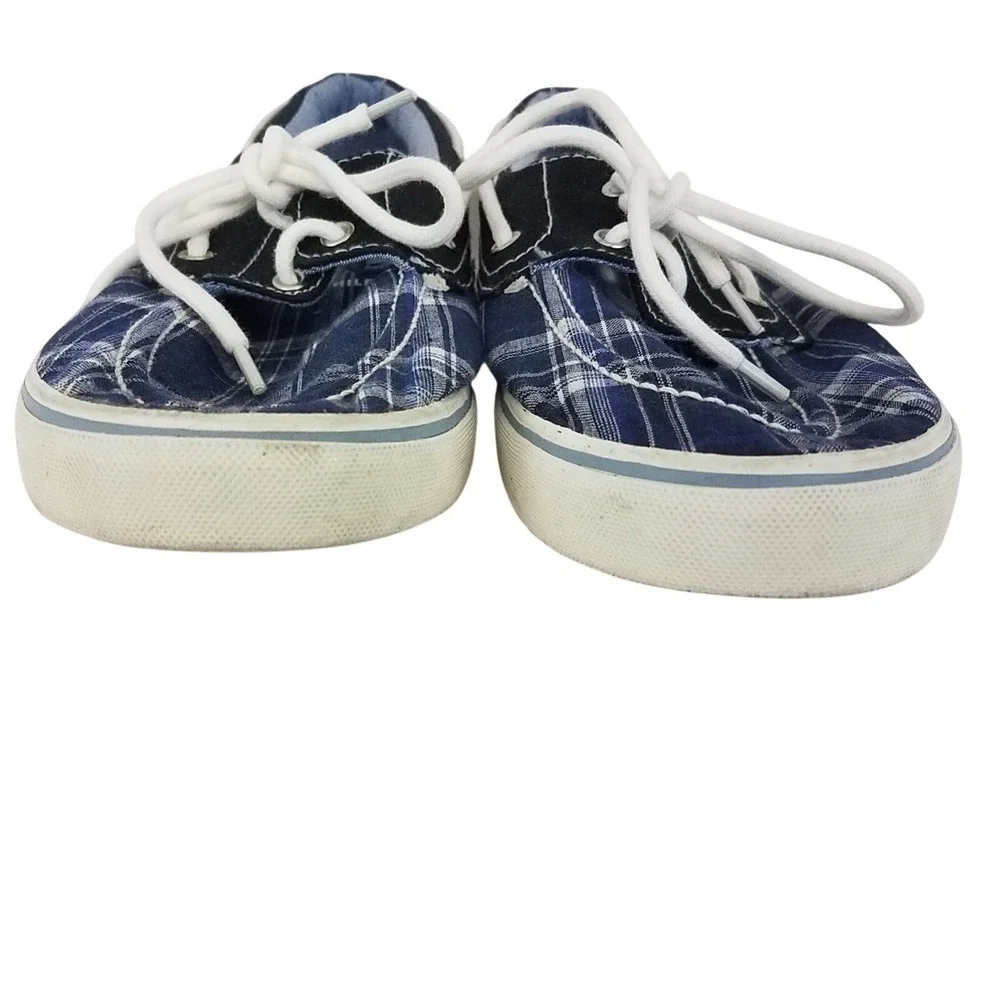 Tommy Hilfiger TMFred Boat Shoes Mens 11.5 Blue‎ Canvas Chekkers Lace Up SH168