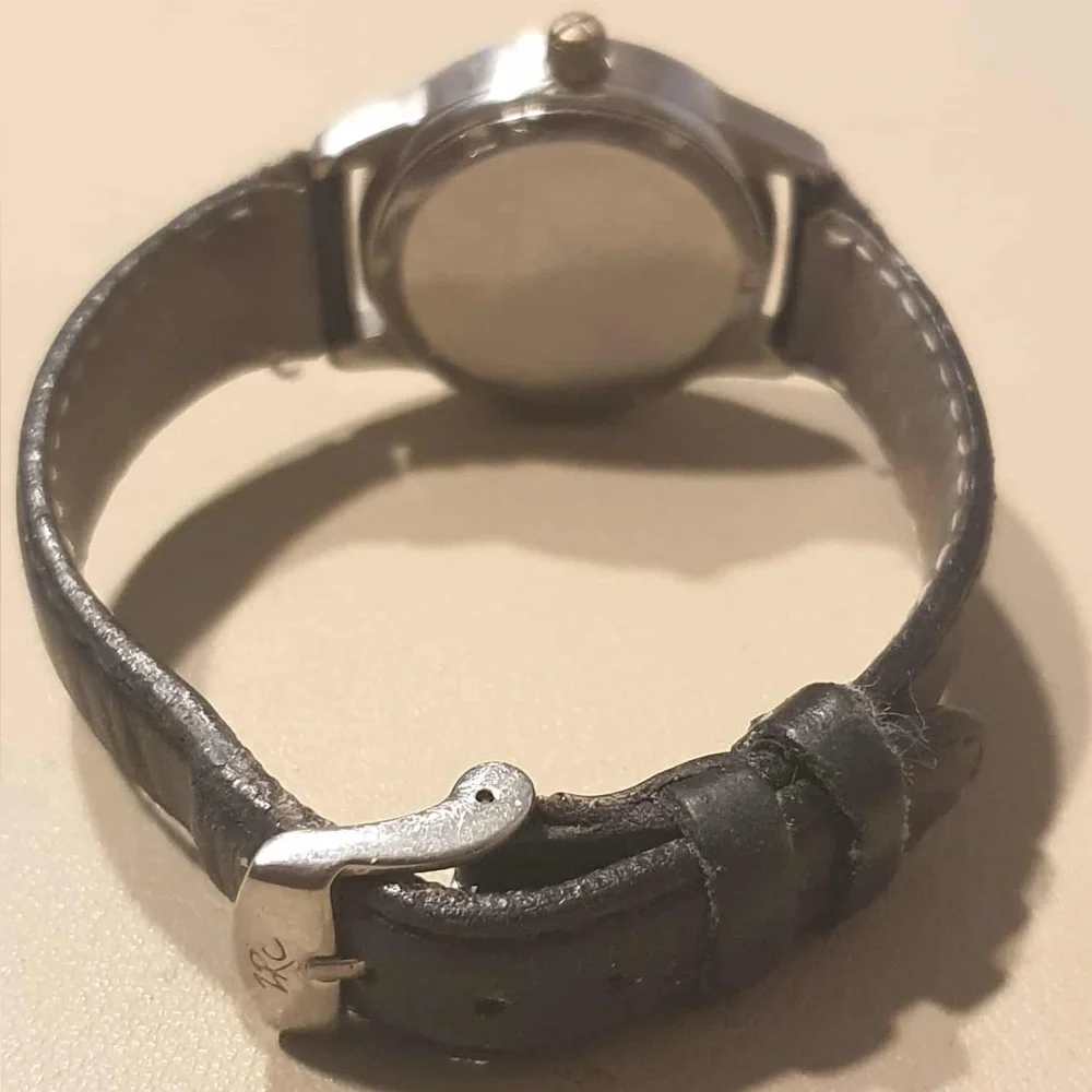 🦋10/$20🦋Eddie Bauer SM Classic #3613 Silver/Black Leather Women's Watch w/Date
