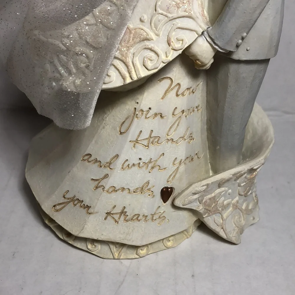 Enesco Wedding Cake topper Figurine - Cream and Gold Gray.