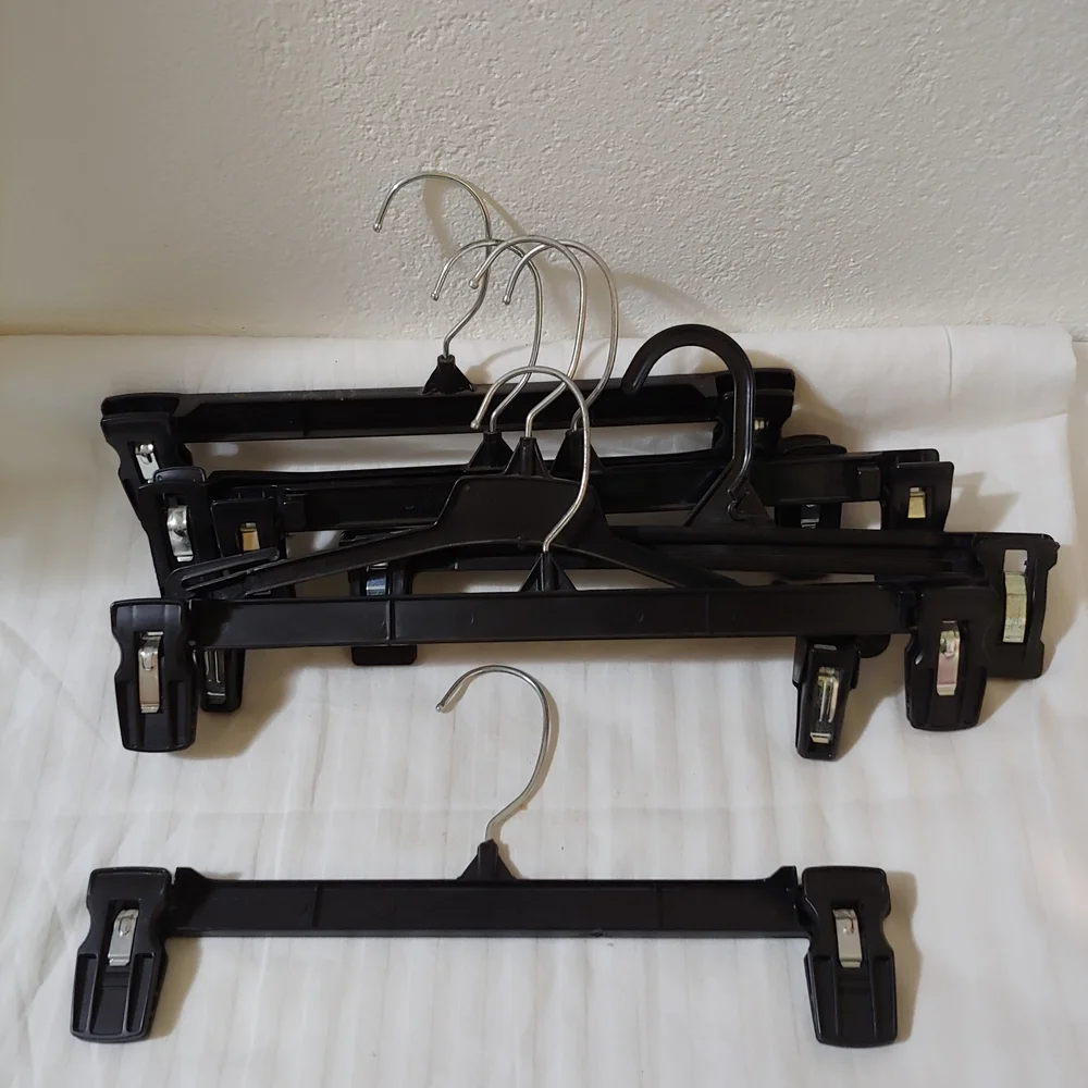 Set of 10 Black Plastic Hangers w/ Metal Hooks