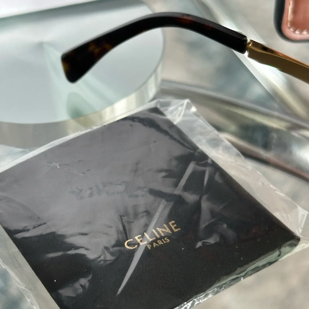 Celine Black and Gold Oval Sunglasses