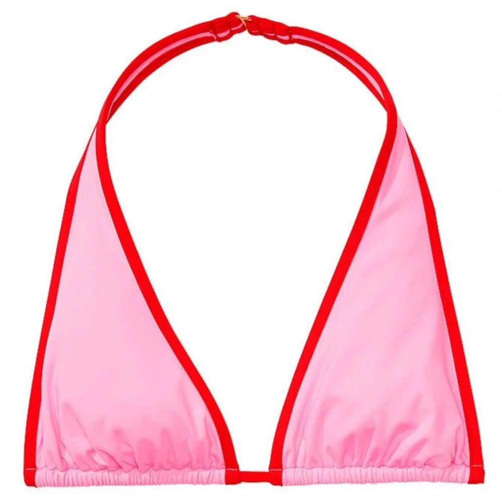 NWT Frankie’s Bikinis L Love Halter Augusta Bikini Top Adjustable String Ties