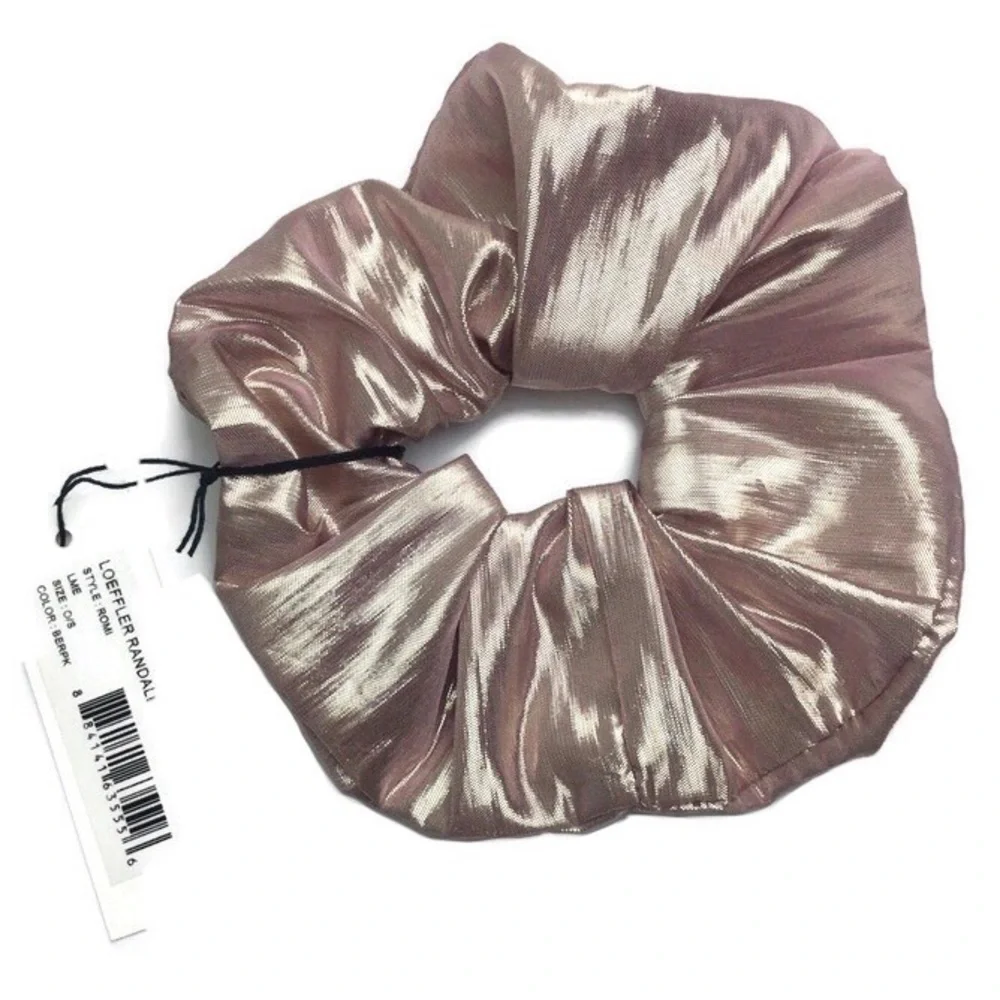 NWT Loeffler Randall Romi Rose Gold Metallic Lamé Scrunchie