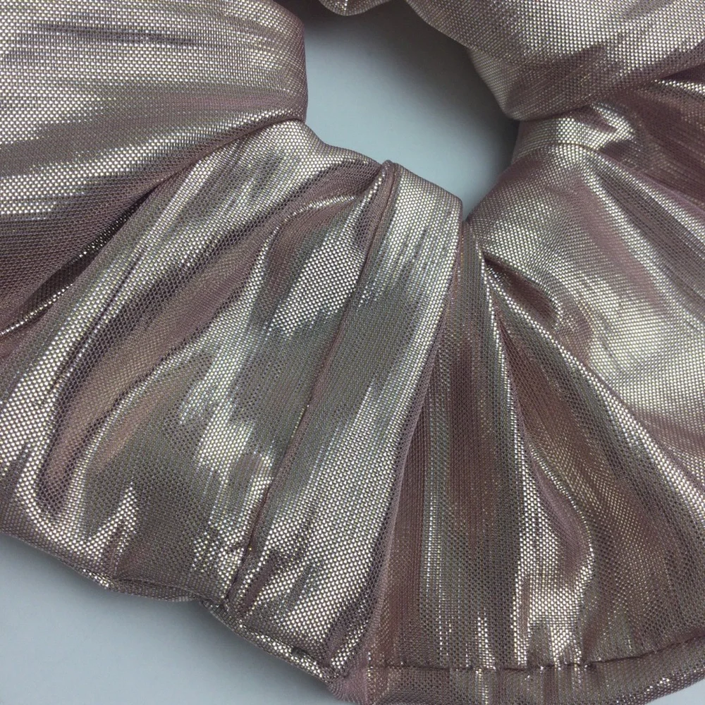 NWT Loeffler Randall Romi Rose Gold Metallic Lamé Scrunchie