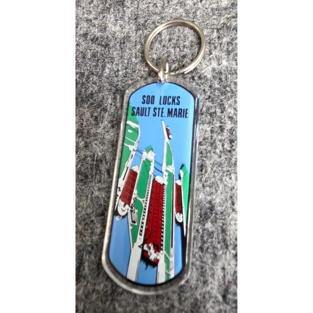 Soo Locks Sault Ste. Marie Keychain With Scenic Design