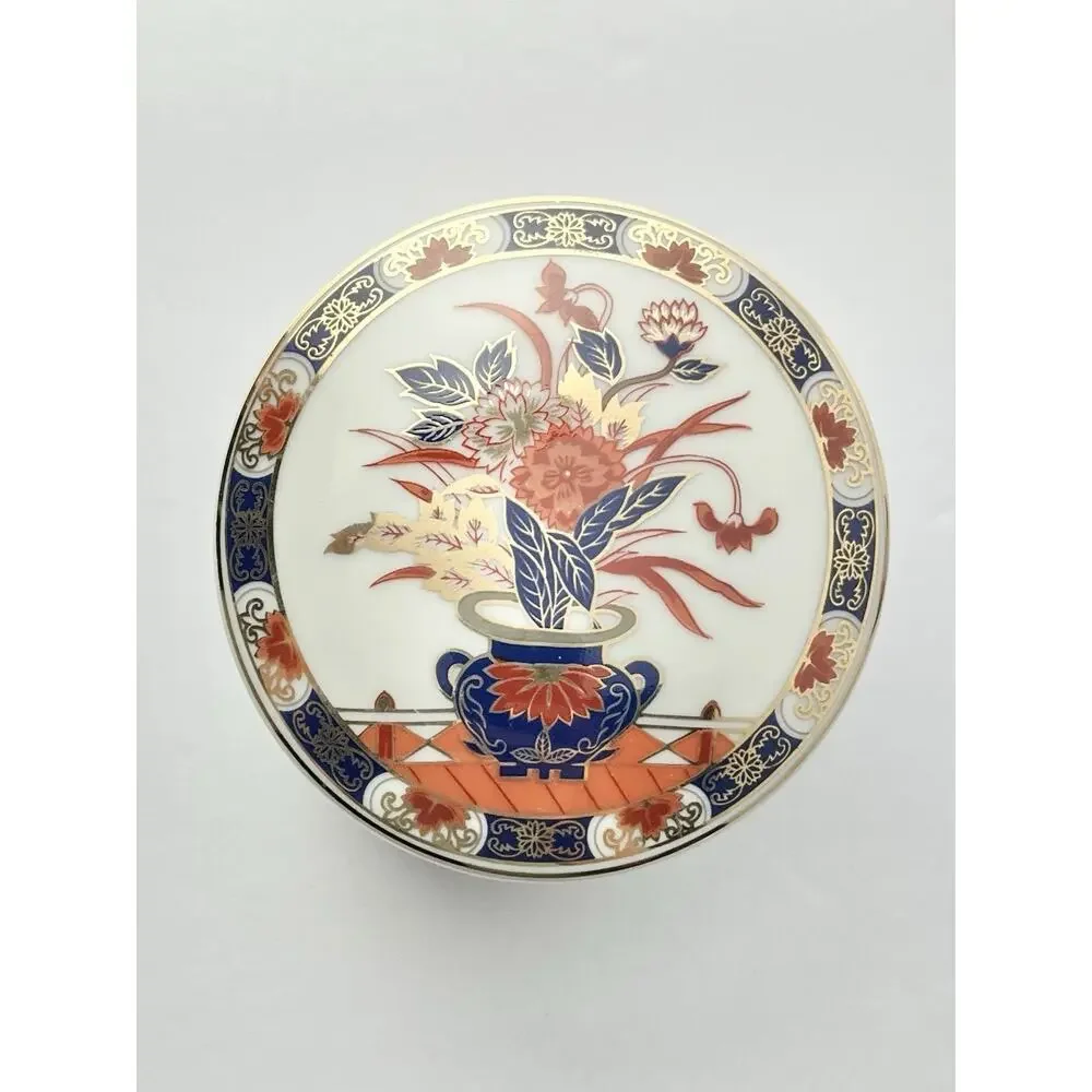 1980s Vintage Japanese Imari 4-Piece Home Decor Set Ginger Jar Picture Frame Box