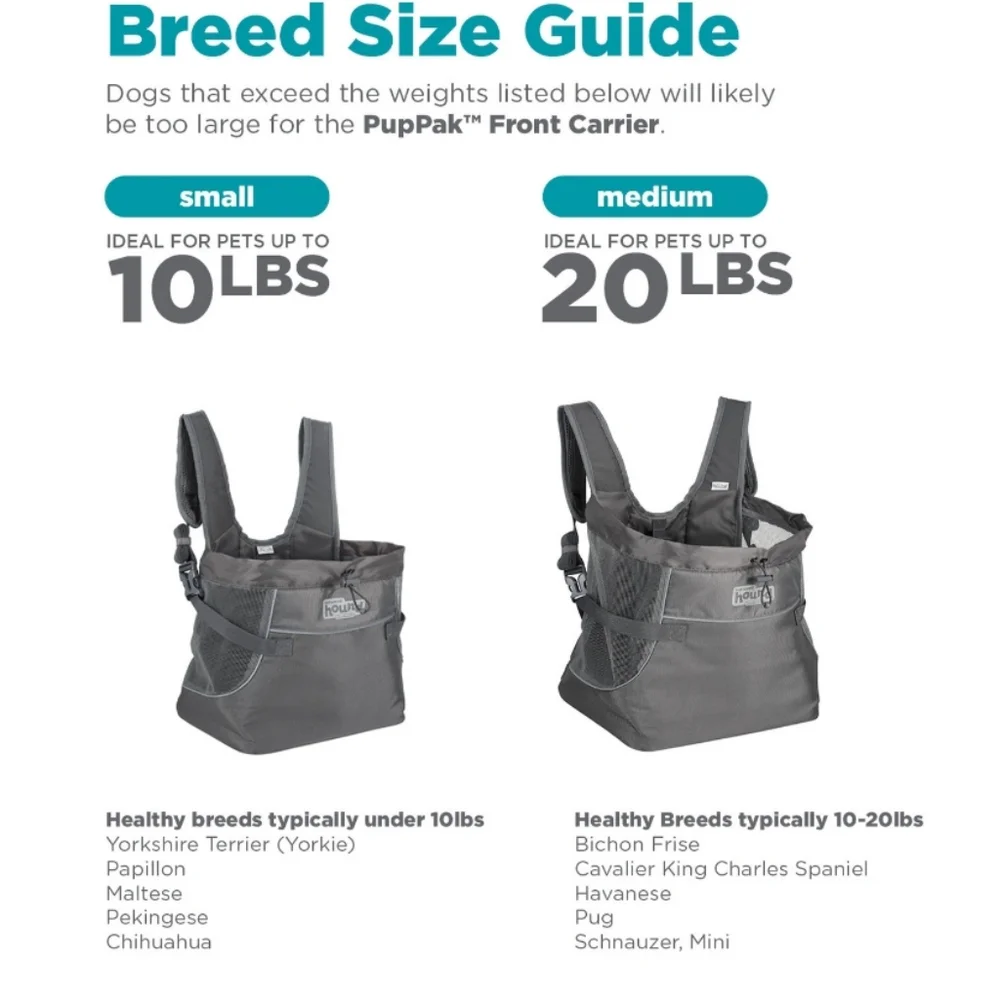 Outward Hound Charcoal PupPak Front Carrier | Sz Lrg. NWOT