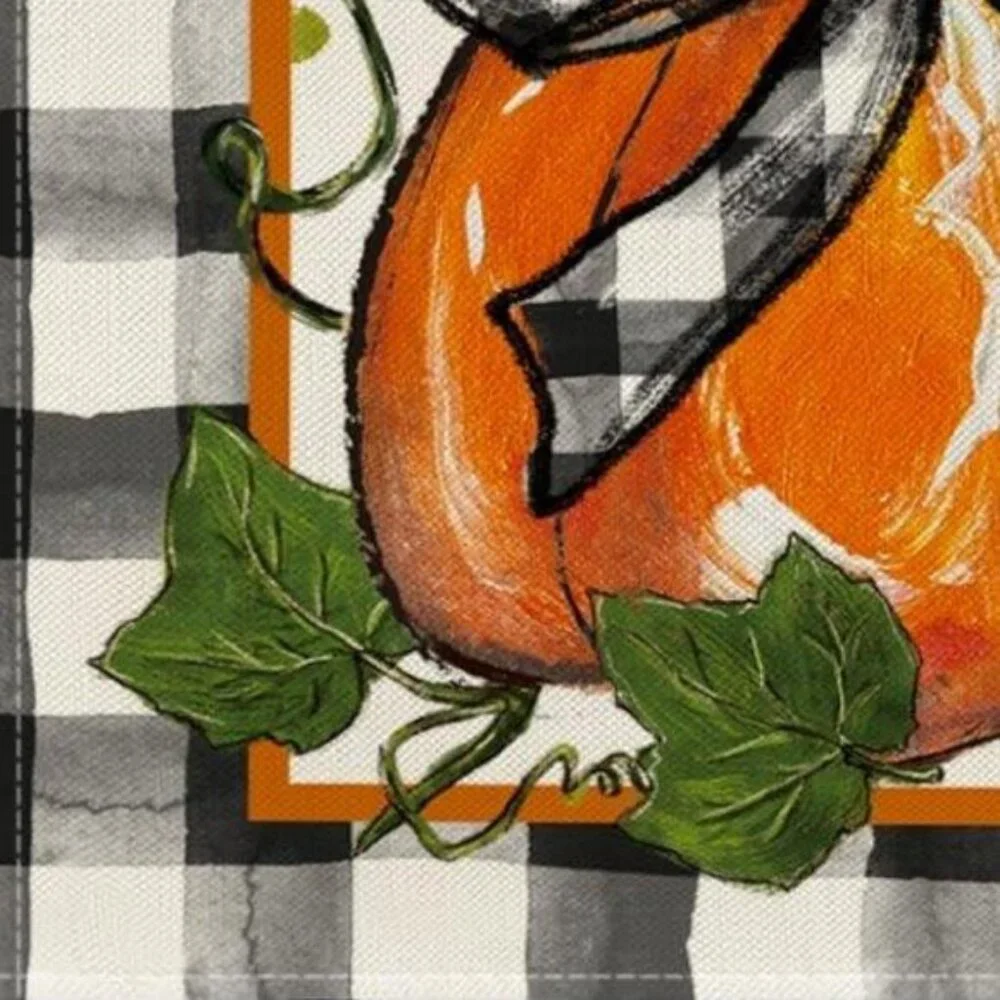 Pumpkin Table Runner Long Plaid Decorative Cloth Fall Thanksgiving Decor 13x90