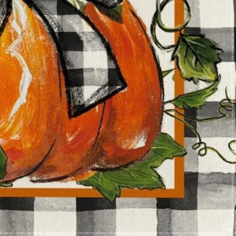 Pumpkin Table Runner Long Plaid Decorative Cloth Fall Thanksgiving Decor 13x90