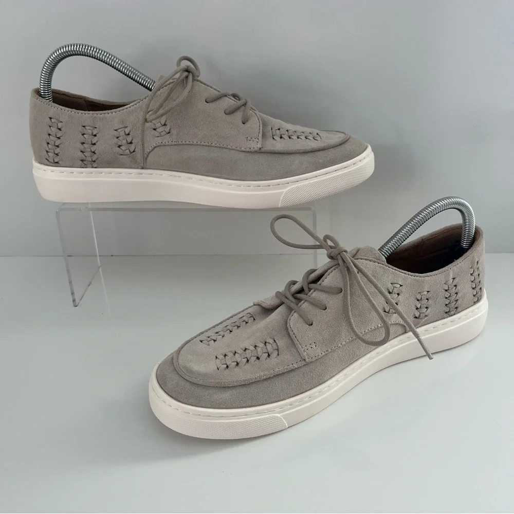 COMFORTIVA Thayer Apron Toe Leather Sneaker In Natural NEW