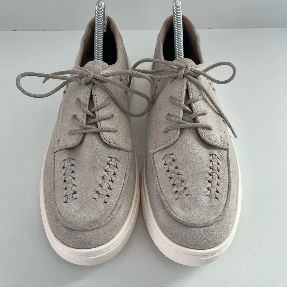COMFORTIVA Thayer Apron Toe Leather Sneaker In Natural NEW