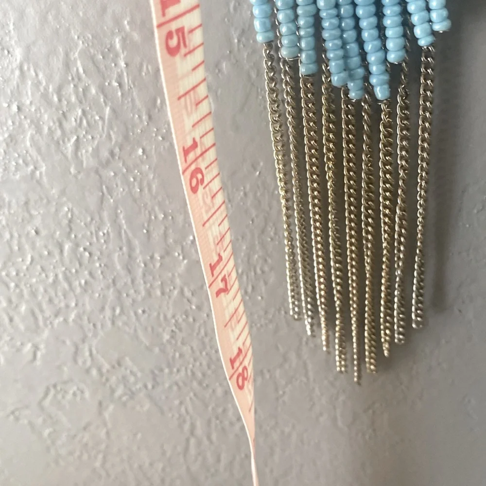 Anthropologie Shiraleah Eulalia Necklace Turquoise Fringe Chains