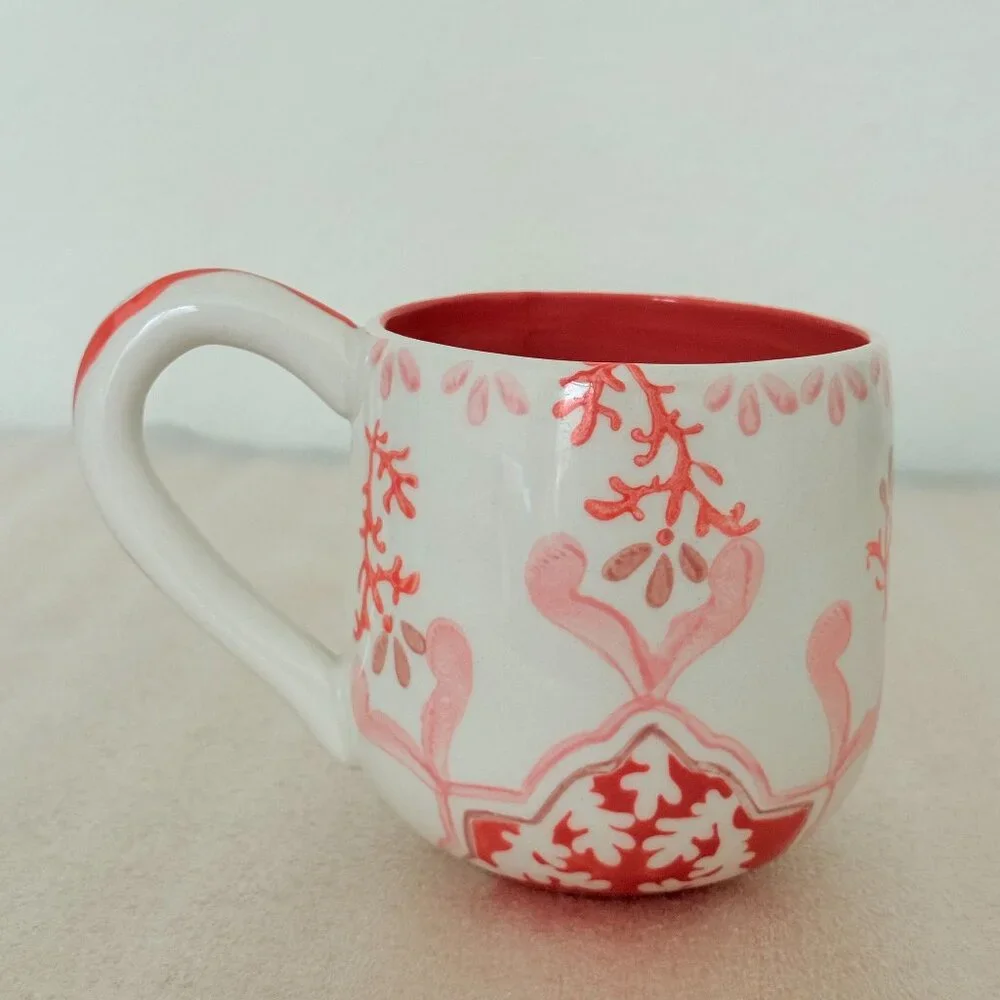 🪸Anthropologie🪸Vintage Agata Mug Handpainted Glazed Coffee Mug/Tea Cup 12 oz