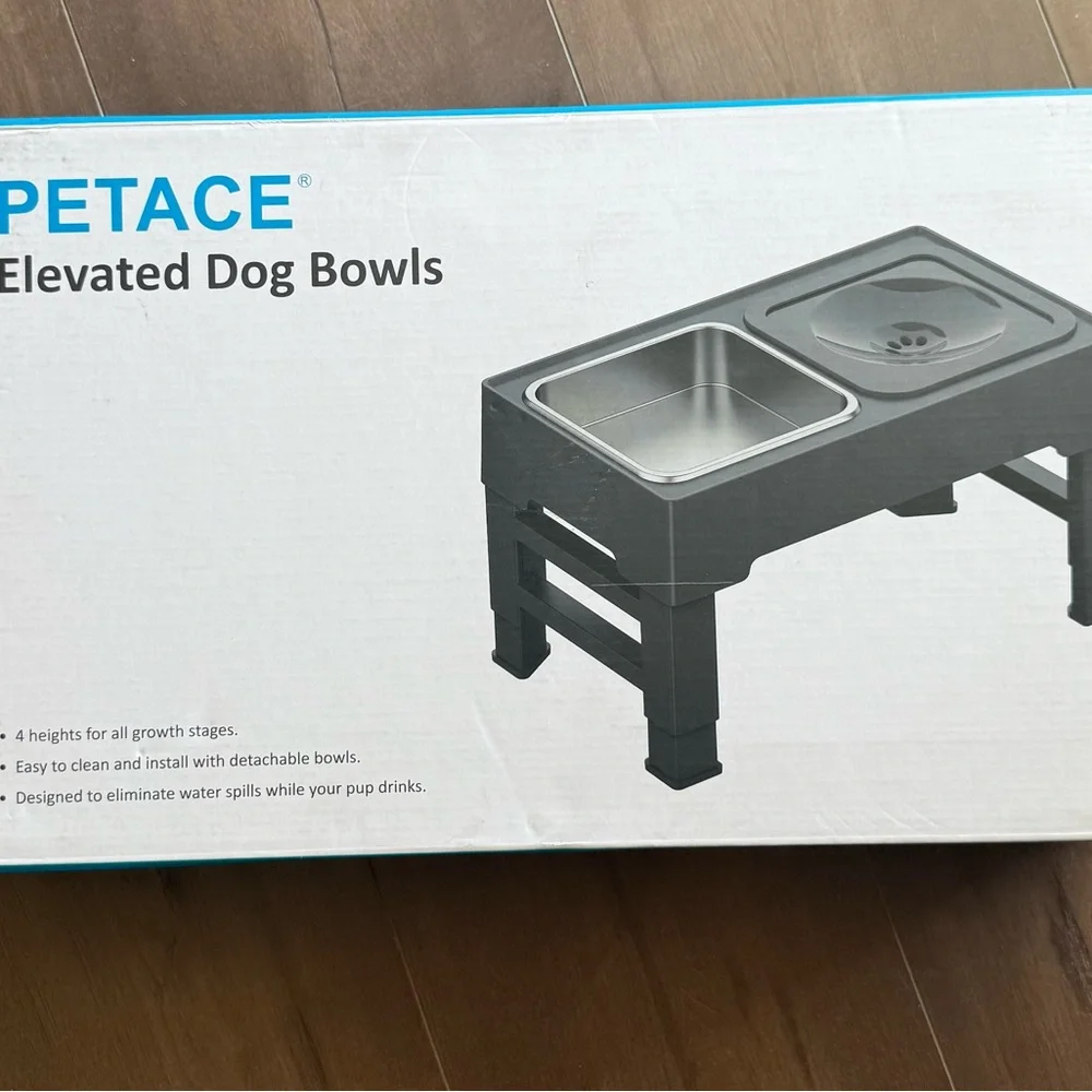 Adjustable Elevated Dog Bowls - Gray