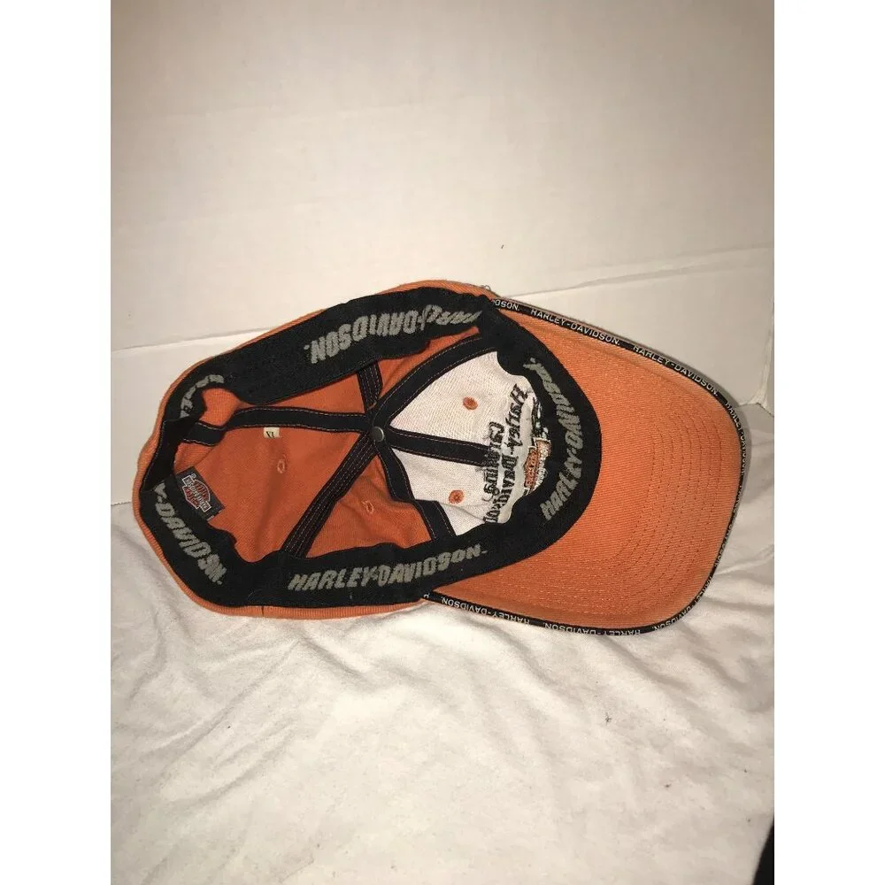 Harley-Davidson Orange Baseball Cap XL Carolina Gastonia NC Embroidered Logo Adj