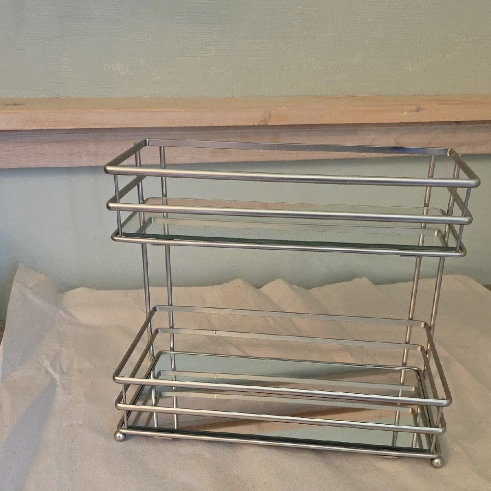 Silver Two-Tier Bathroom Organizer