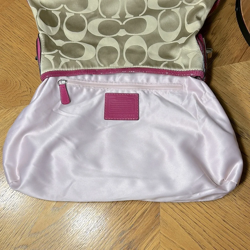 COACH Peyton Signature Sateen Turnlock Snakeprint Hobo