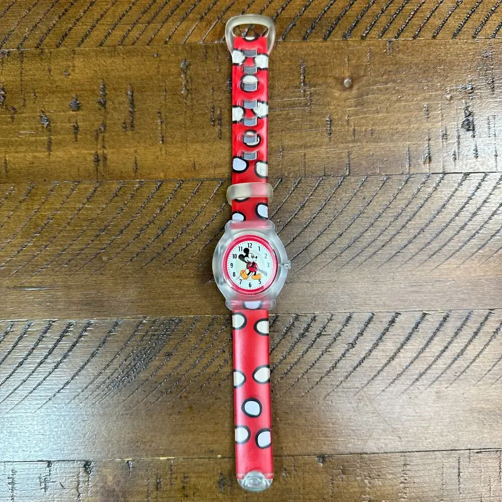 Vintage Red Mickey Mouse Disney Sports Watch for Women New Battery