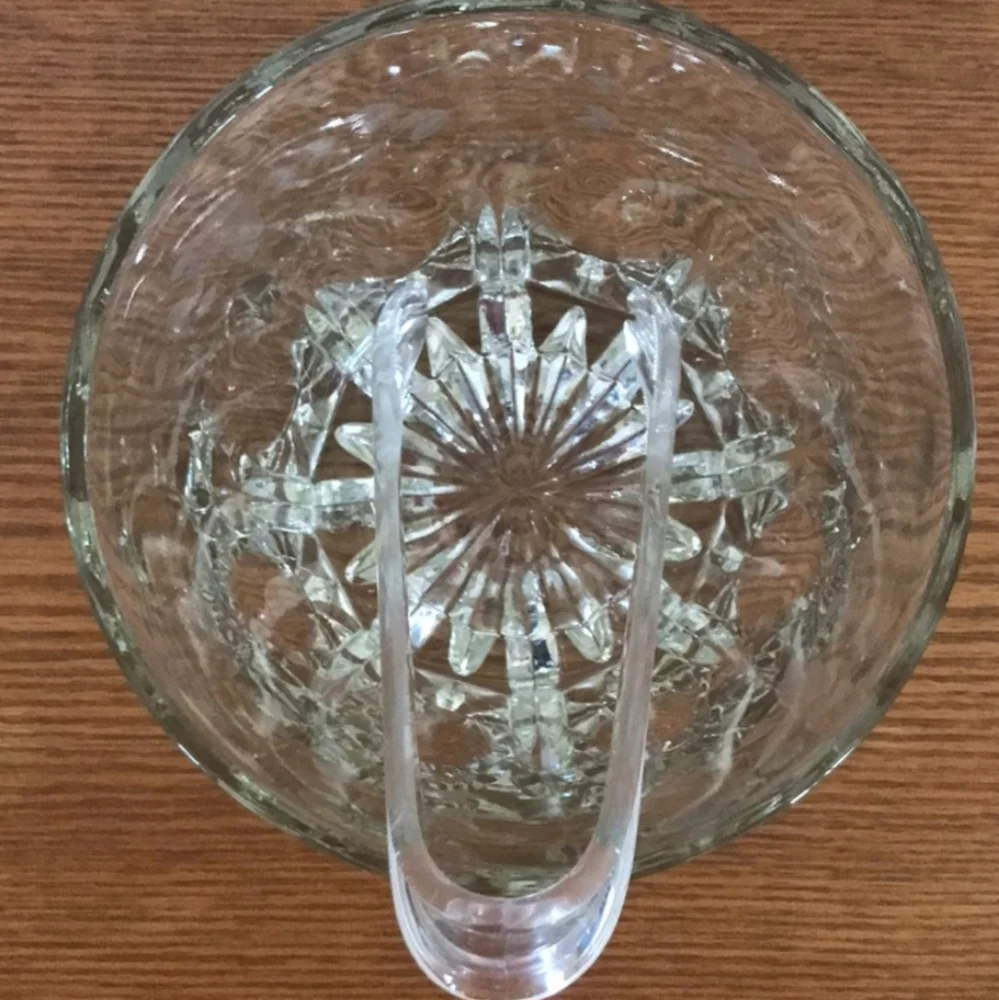 Elegant Clear Glass Ice Bucket W/tongs NWT Vintage