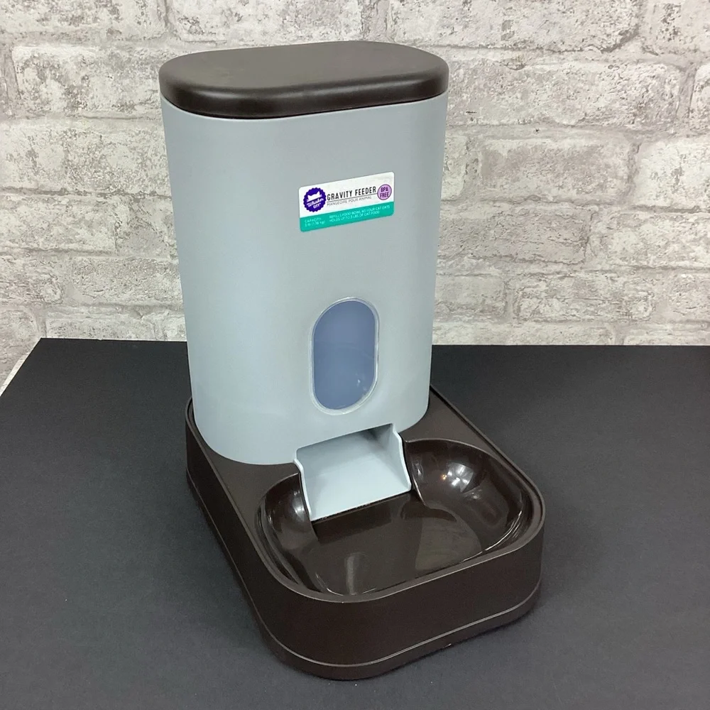 Whisker City Automatic Pet Feeder in Gray and Black Holds Up To 3lbs. of Food