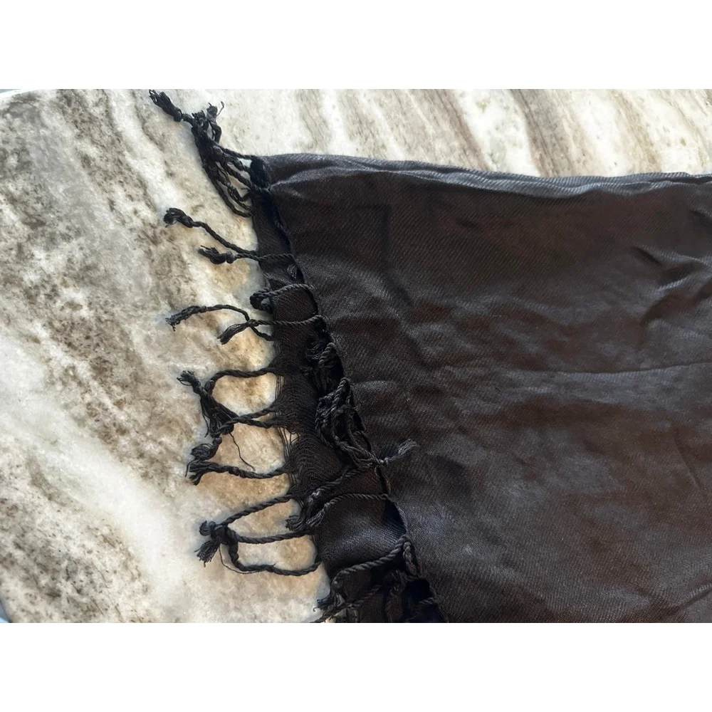 Bijoux Terner Black Pseudo Pashmina Scarf Wrap One Size