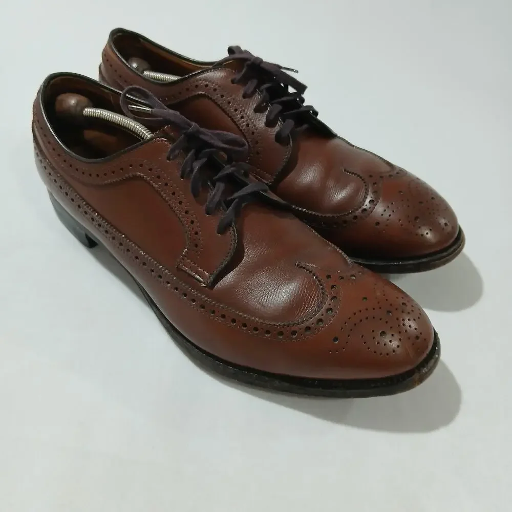 Alden Mens 13 AA/B Brown Leather Longwing Blucher Wingtip Oxford Dress Shoes US