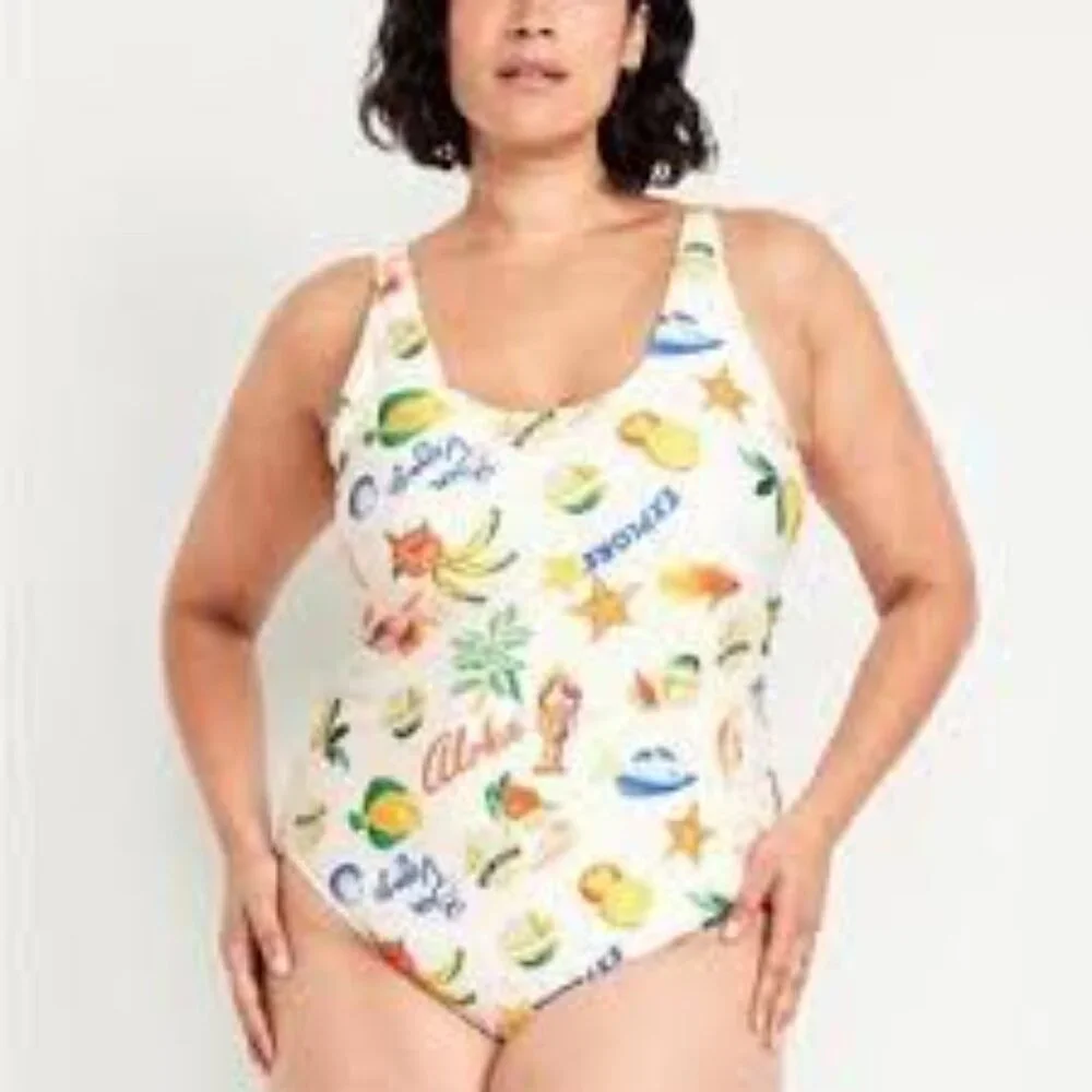 🆕Old Navy Women's Matte One-Piece Go fish print Swimsuit