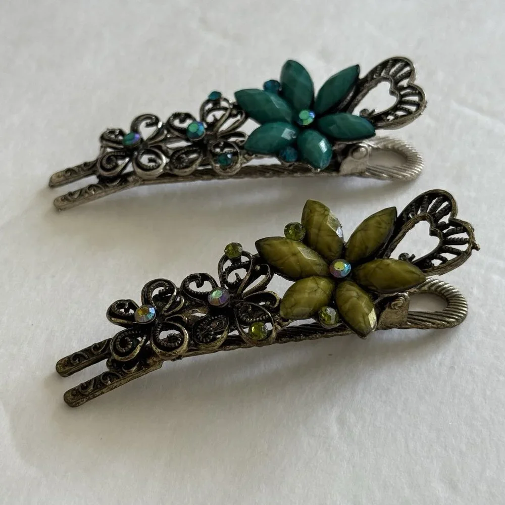 Vintage Flower Hair Clip Clamp Filigree Hair Decor 3