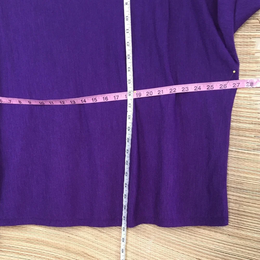 Eileen Fisher Asymmetric Neck 100% Merino Wool Sweater In Purple Size 3X