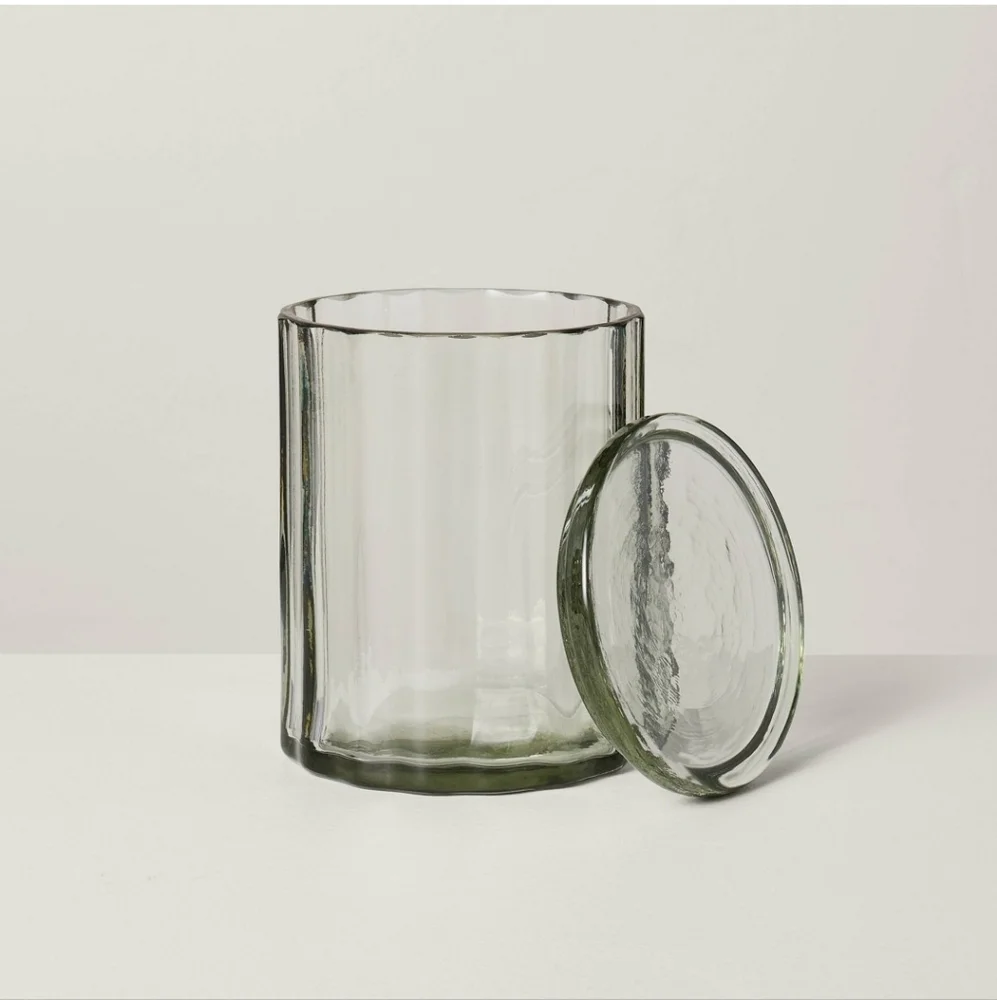 Hearth & Hand NWT Large Fluted Glass Canister In Light Green 5