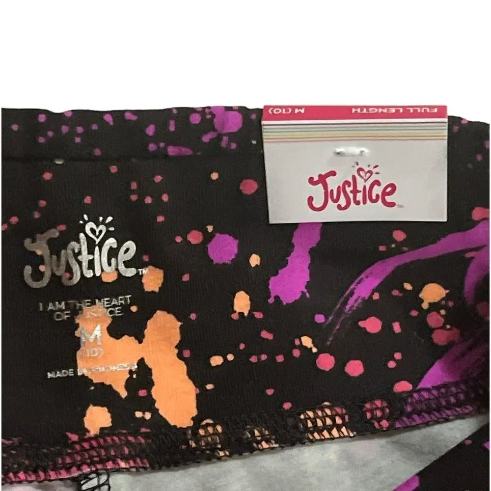 Justice Girls Athletic Paint Splatter Full Length Leggings