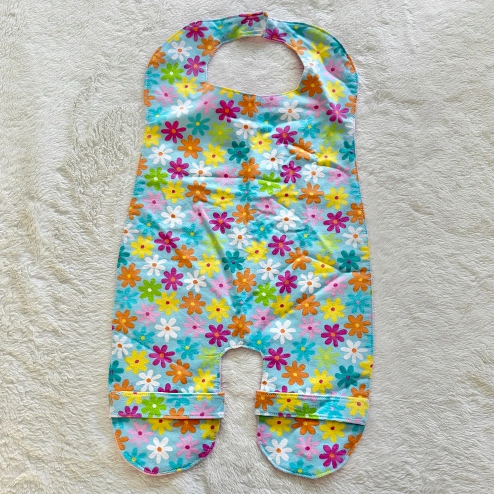 Flannel Double Sided Long Line Bibs Set of 2 Floral Stars Polka Dot Prints