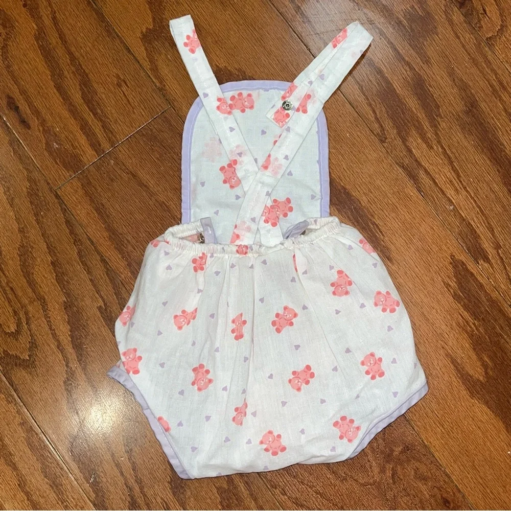 Vintage polar infant wear teddy bear and hearts Print Diaper Cover with Straps