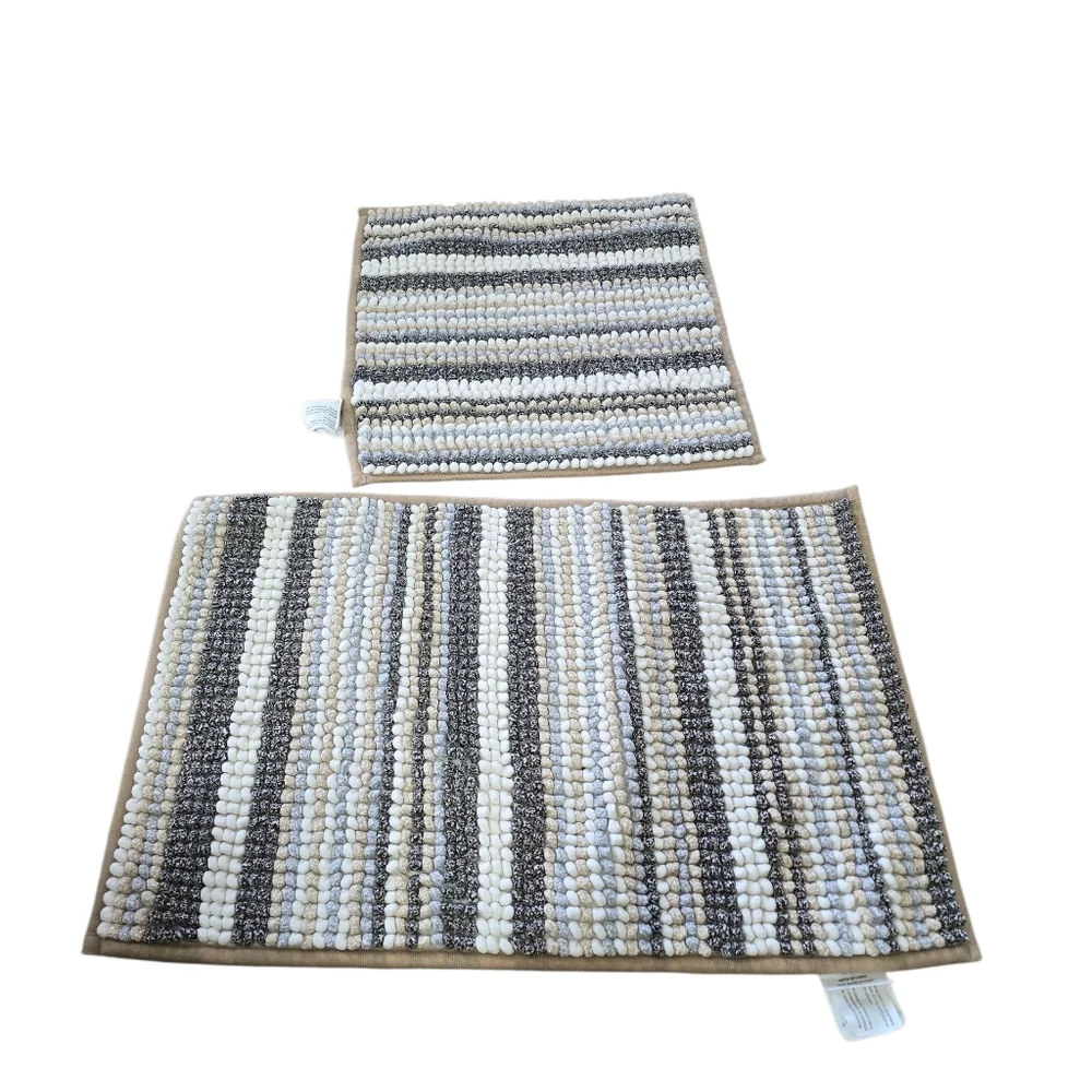Striped Tan and Gray Home Accent Rugs