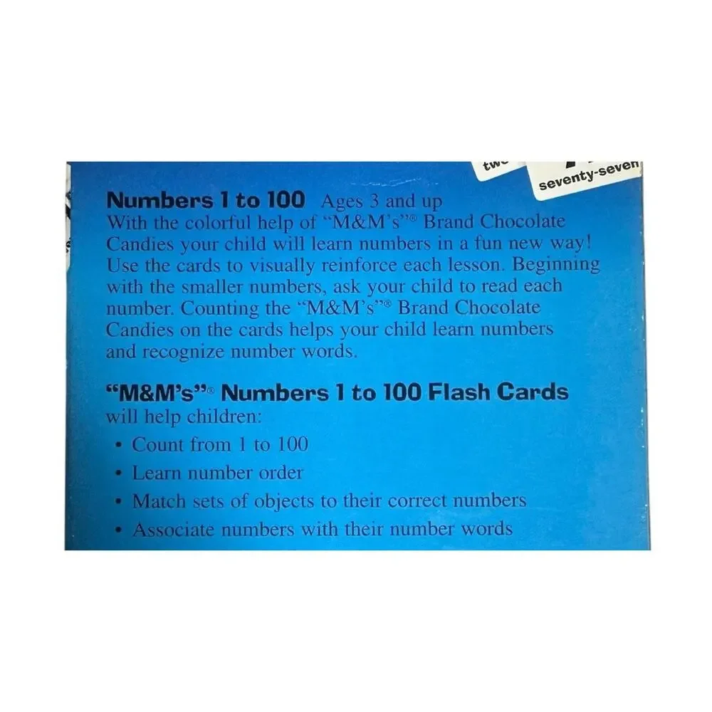 M&M's Multiplication Addition Numbers Flash Cards Math Rose Art Double Sided Lot