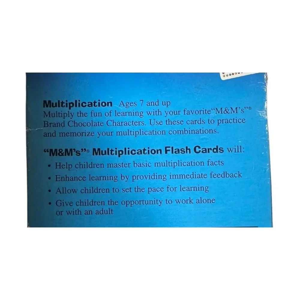 M&M's Multiplication Addition Numbers Flash Cards Math Rose Art Double Sided Lot