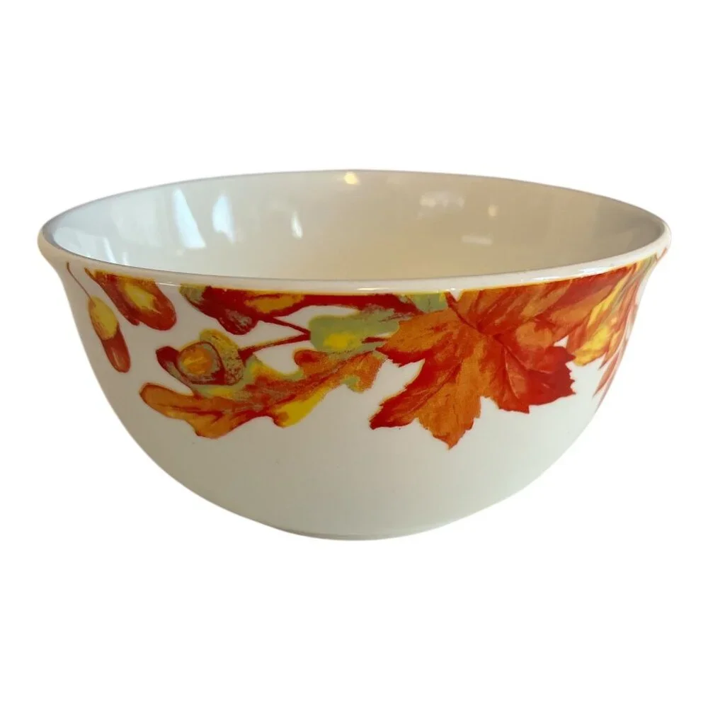 Royal Norfolk Autumn Leaves Bowl – 6” Ceramic Fall Harvest Acorns Leaf Design