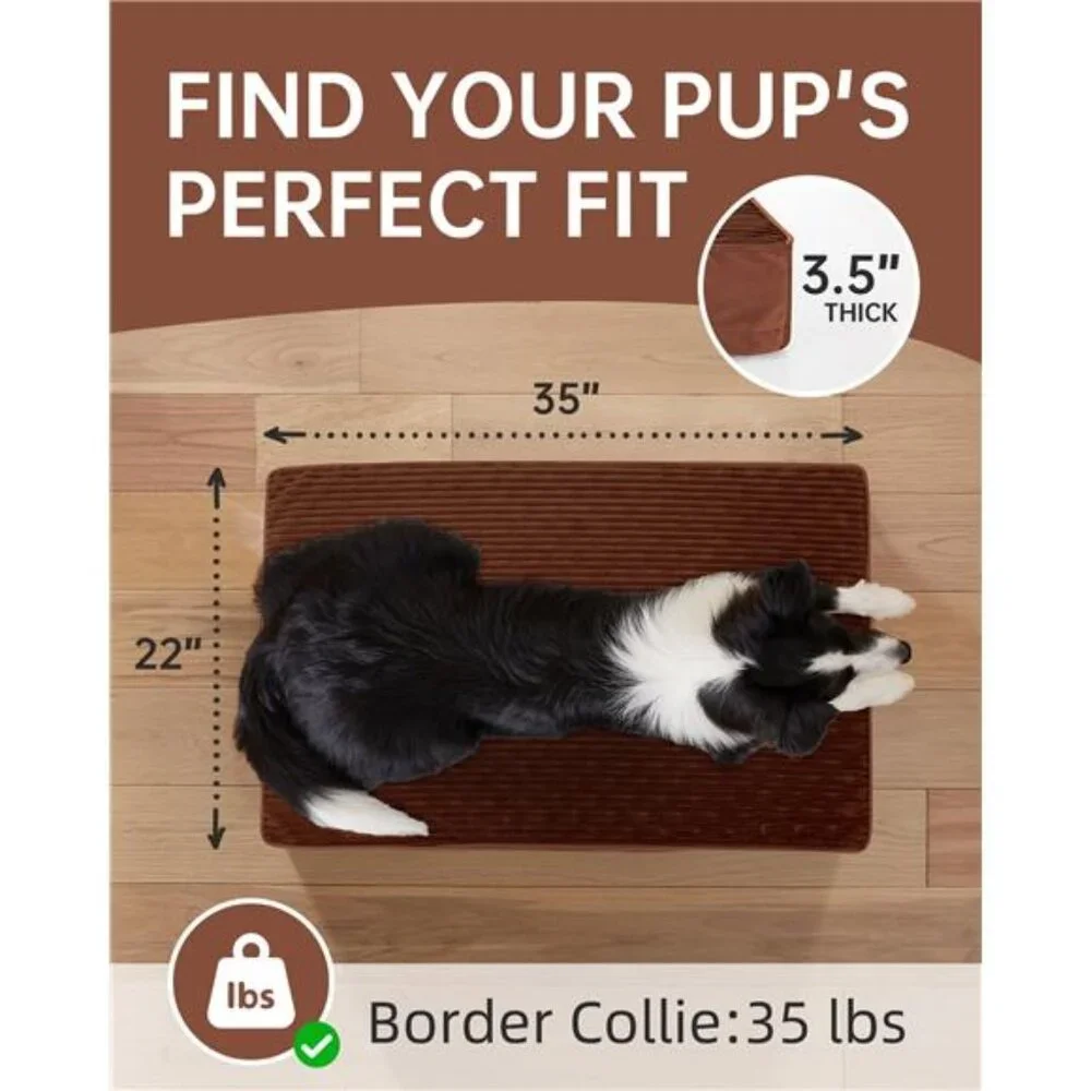 Brown Orthopedic Dog Bed for Large Dogs with Non-Slip Bottom Size(35