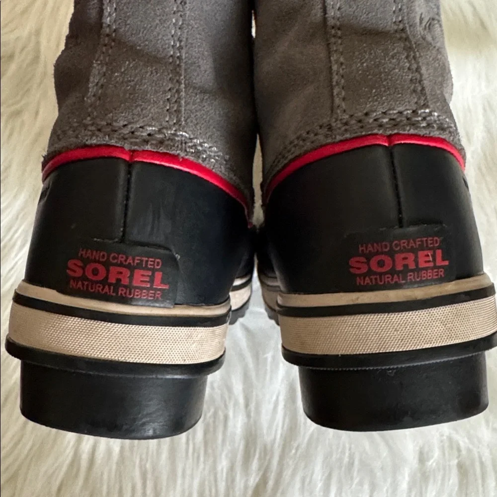 Sorel Big Kids Slimpack Lace Waterproof Winter Snow Gray & Black Boots Size 4