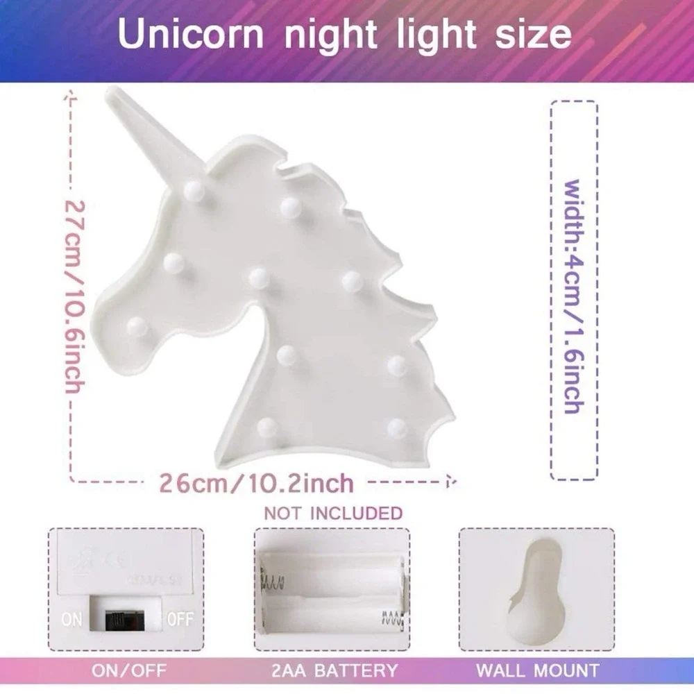 Unicorn Marquee Night Light Magic LED Lamp Color Changing Kid Party Or Any Party