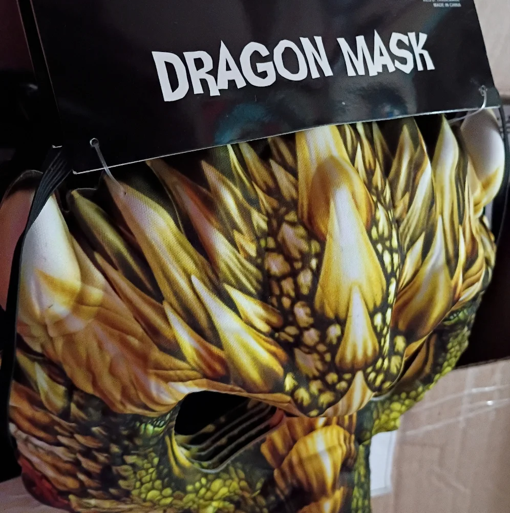 NWT Dragon Half Mask Yellow Green Halloween Costume Cosplay Roleplay Frat Party