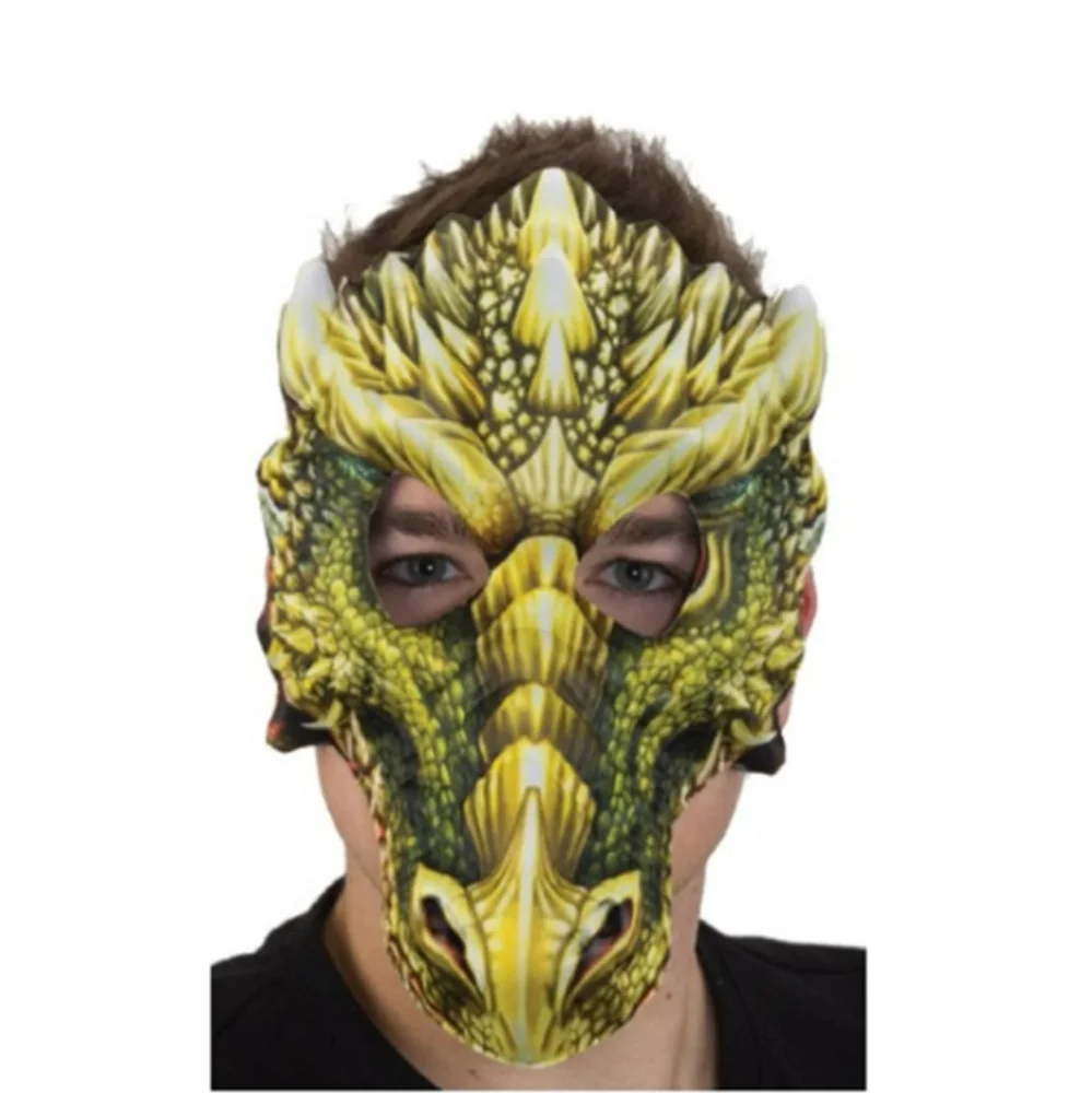 NWT Dragon Half Mask Yellow Green Halloween Costume Cosplay Roleplay Frat Party