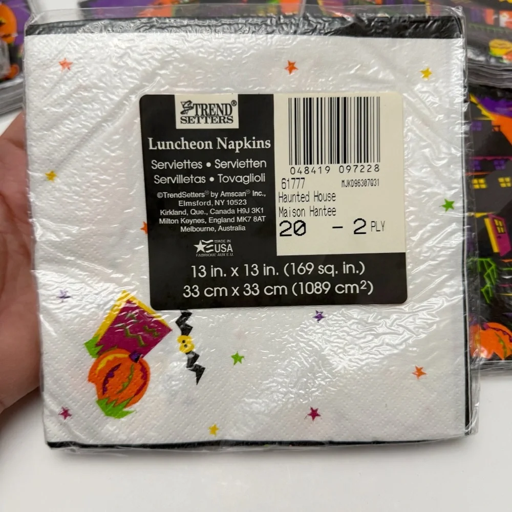 Vintage Trend Setters Haunted House Halloween Paper Napkins Lot Of 7 Packages