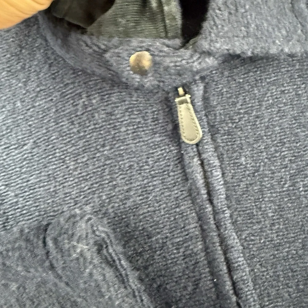 J Crew Jacket Men's L Blue Wool Blended Sweater Fleece Oarsman Minimal Full Zip